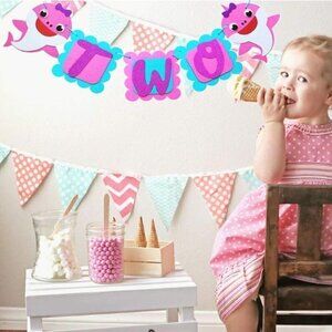 2ND BIRTHDAY BABY SHARK THEME BANNER